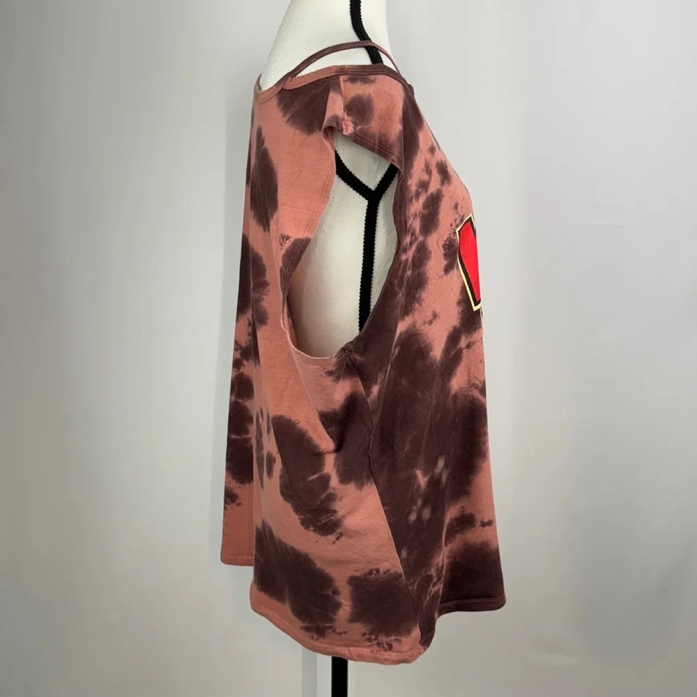 KISS Band Rock & Roll All Night Tank Top Womens 2X Plus Tie Dye Brown Sleeveless